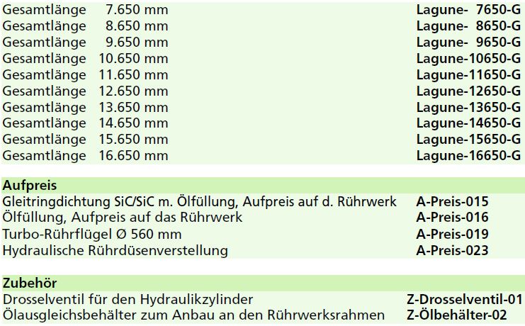 Lagunenrührwerk bis Länge 16.650